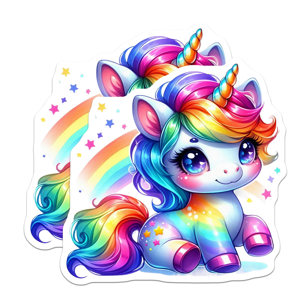 (2 Pack) Cute Rainbow Unicorn Magnets - Kawaii Fantasy Decor - Dreamy Magical Accent for Kids - 5 Inches On Longest Side - Thick Durable Magnet - Made in USA - MAG38689