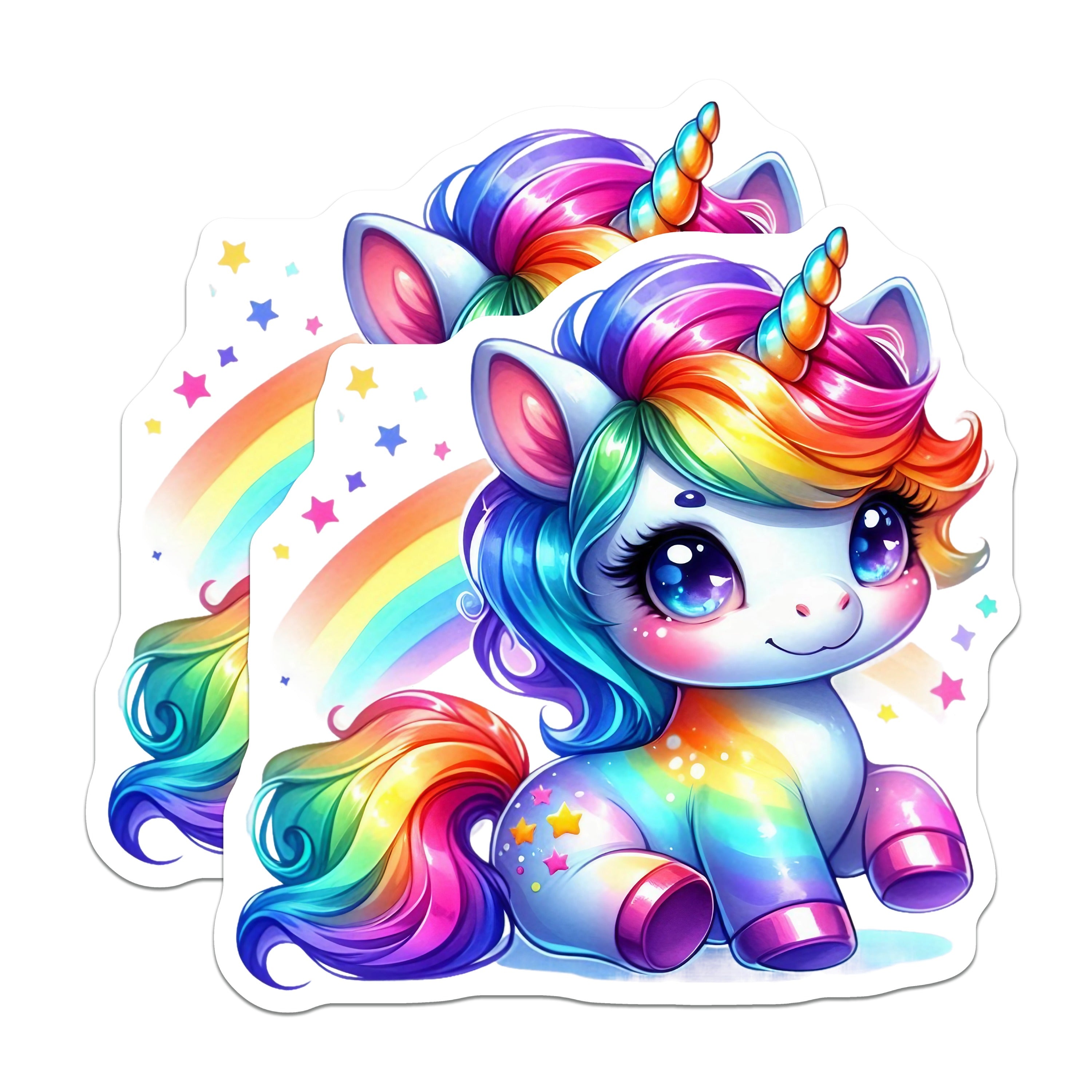 (2 Pack) Cute Rainbow Unicorn Magnets - Kawaii Fantasy Decor - Dreamy Magical Accent for Kids - 5 Inches On Longest Side - Thick Durable Magnet - Made in USA - MAG38689