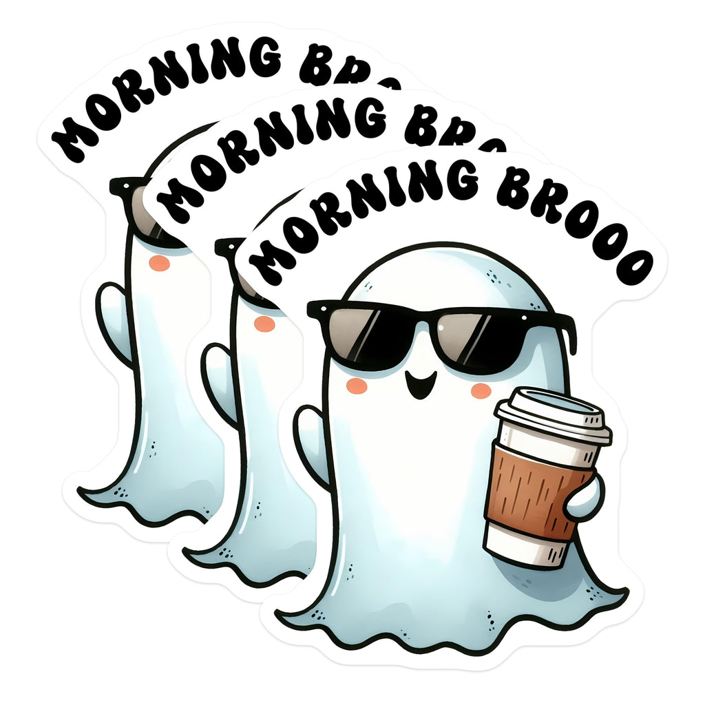 (3 Pack) Ghost Decals - Cute Spooky Decal - Funny Coffee Lover Decals - 3 Inches On Longest Side - Easy Peel & Apply - Made in USA - 3MCS2071