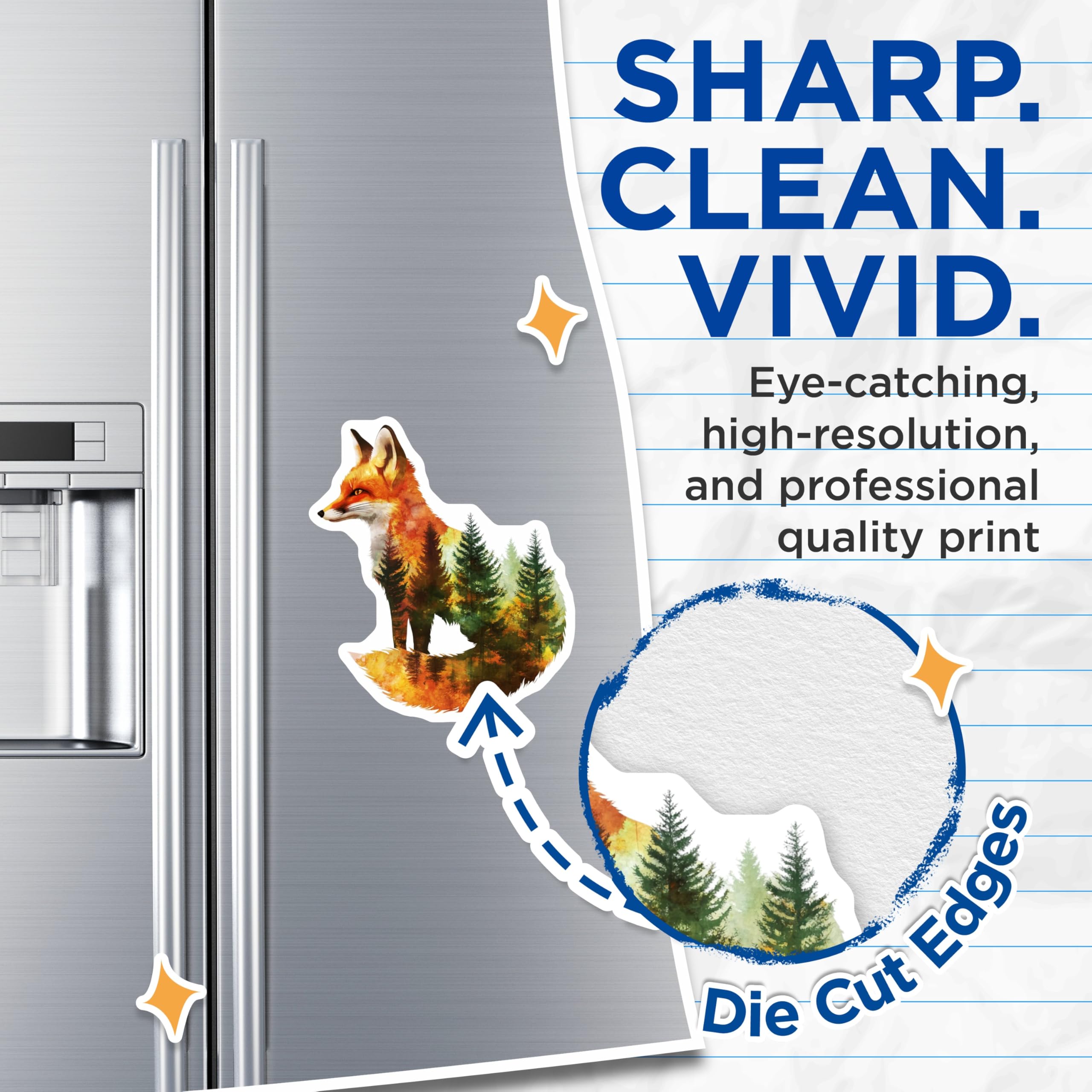 (2 Pack) Fox Magnets - Forest Animal Home Decor - Nature Illustration - 5" On Longest Side - Premium Magnet - for Cars, Refrigerators, Toolboxes, Lockers - Made in USA - MAG16002