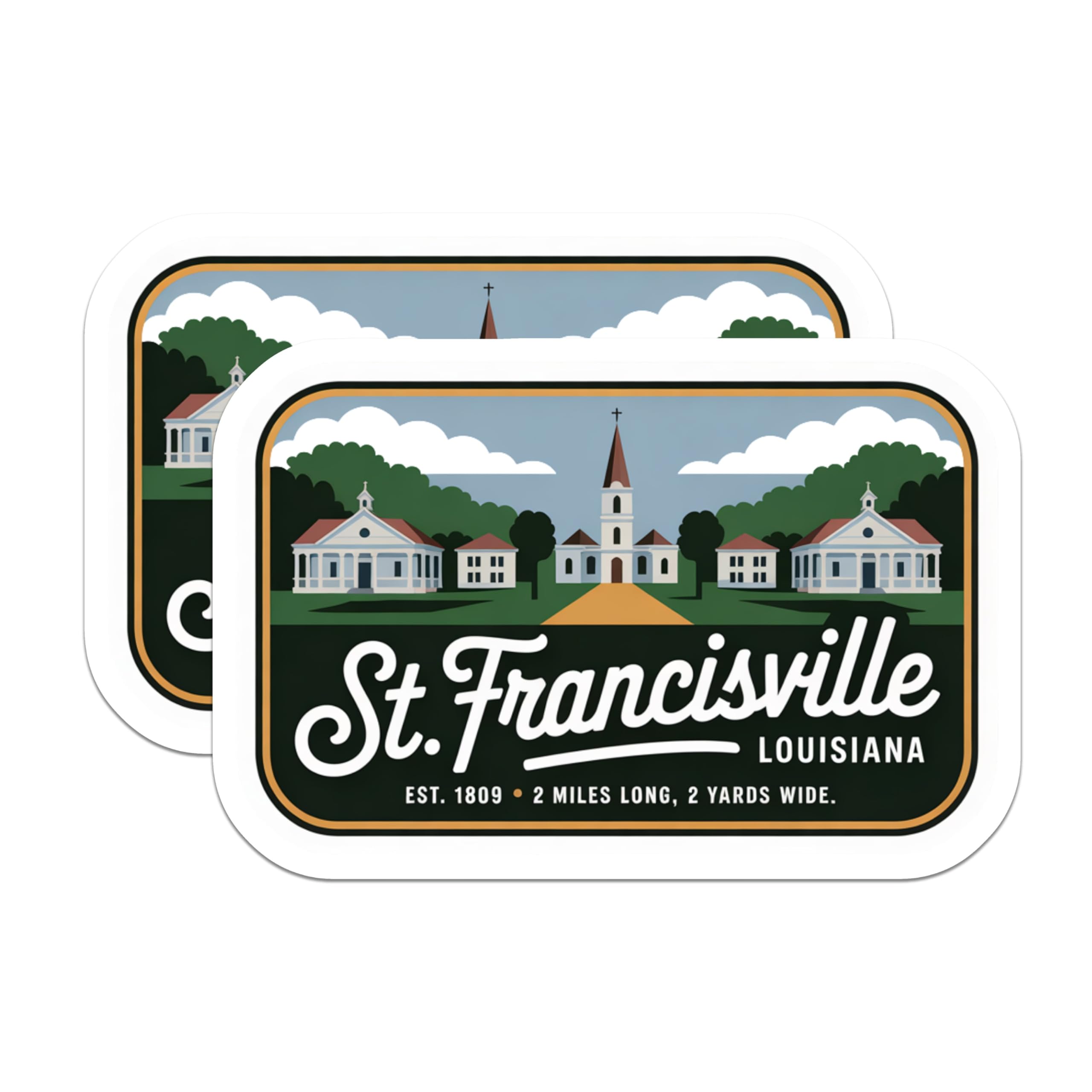 (2 Pack) St Francisville Magnets - Louisiana Travel Magnets - Vintage Landmark Souvenirs - 5" On Longest Side - Premium Magnet - for Cars, Refrigerators, Toolboxes, Lockers - Made in USA - MAG18712