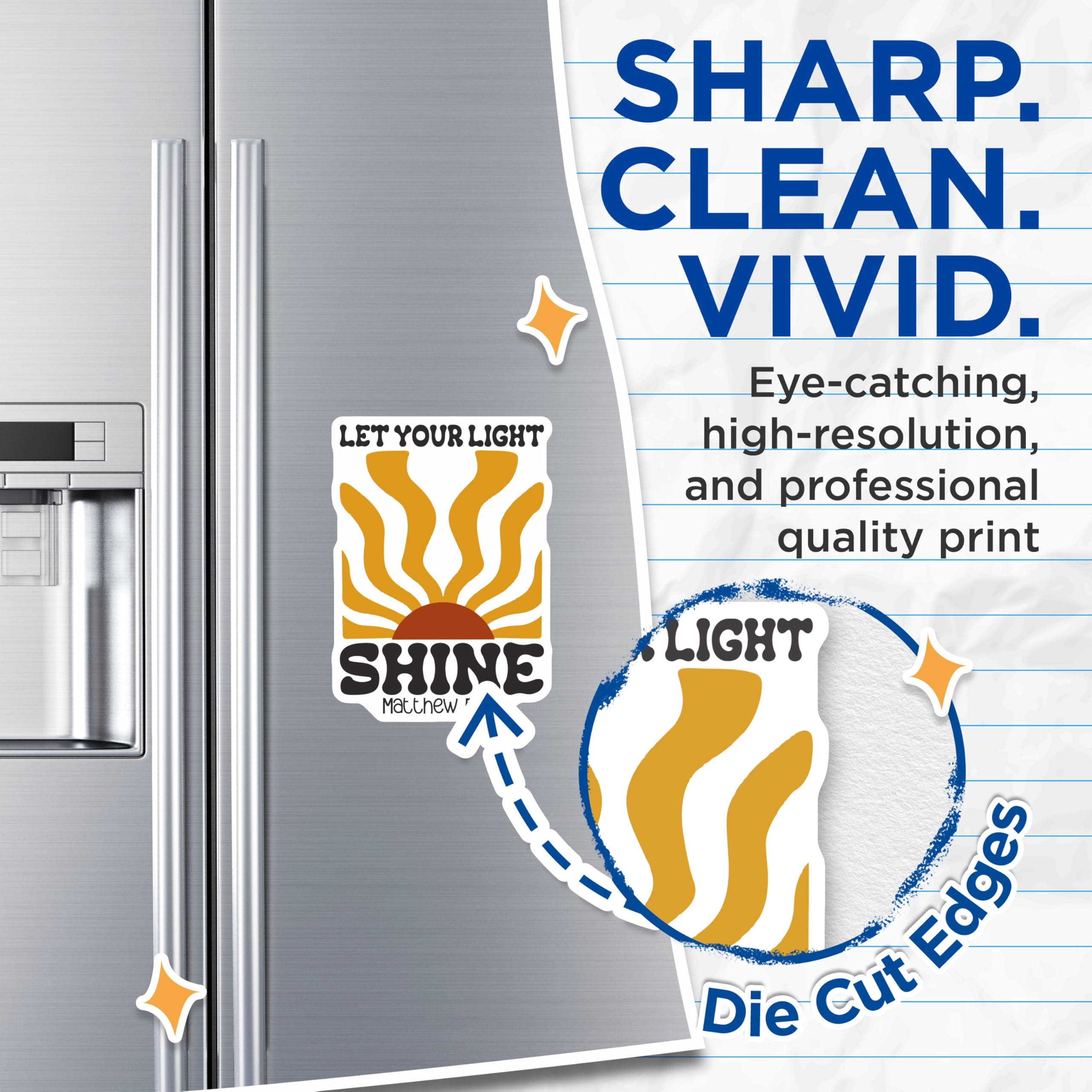 (2 Pack) Let Your Light Shine Magnets - Religious Inspired - Matthew 5 16 - Fridge Decor - 5" On Longest Side - Premium Magnet - for Cars, Refrigerators, Toolboxes, Lockers - Made in USA - MAG16909