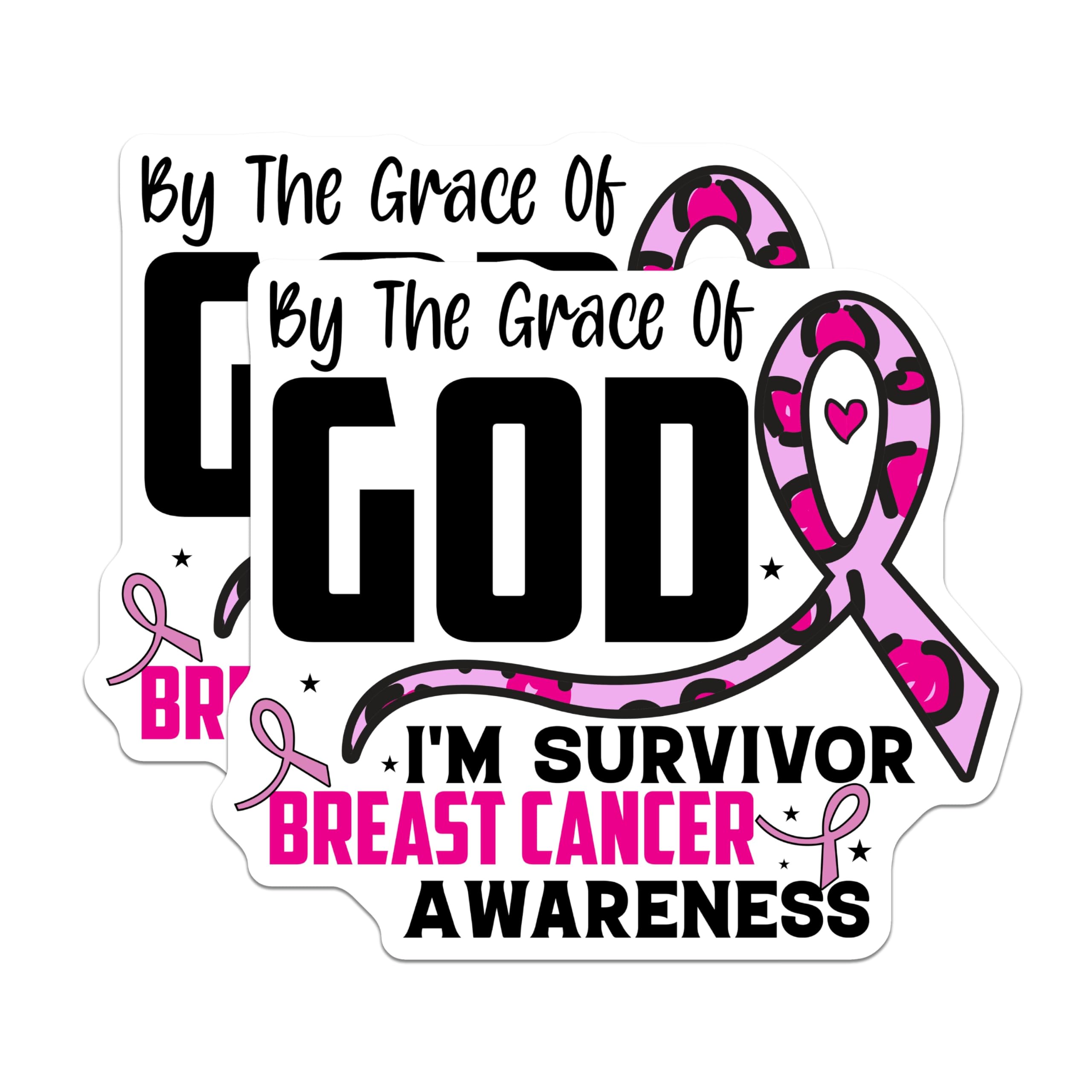 (2 Pack) Breast Cancer Survivor Magnets - Pink Ribbon Awareness Decor - Christian Faith Support for Fighters - 5 Inches On Longest Side - Thick Durable Magnet - Made in USA - MAG27454