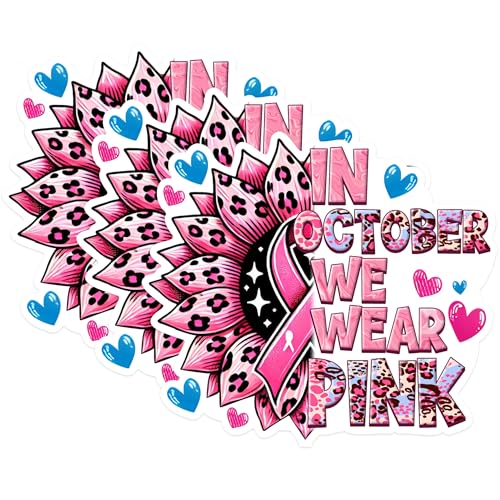 (3 Pack) Breast Cancer Decals - Pink Ribbon Decal - October Awareness Decal - 3 Inches On Longest Side - Easy Peel & Apply - Made in USA - 3MCS1309