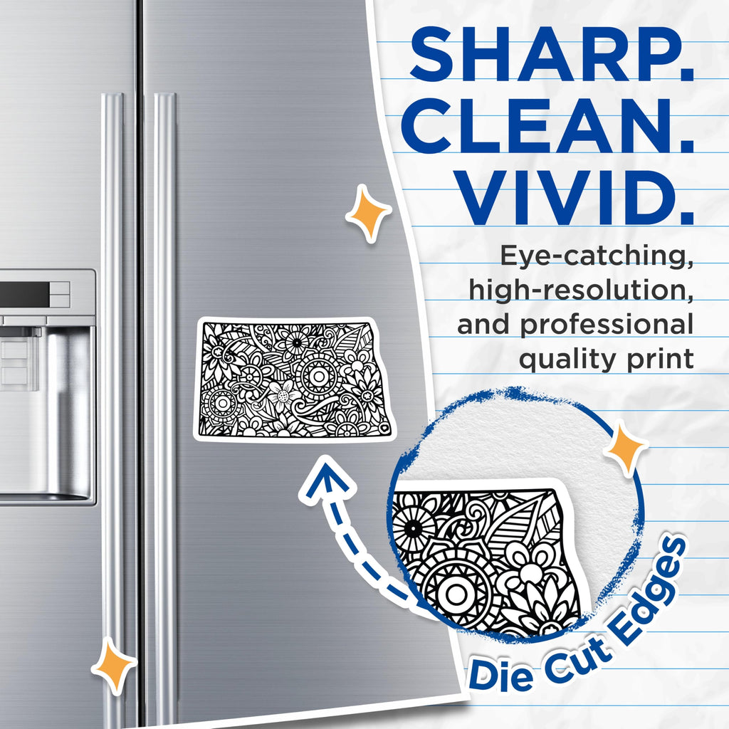 (2 Pack) Floral Pattern Magnets - Black and White Design - Decorative Fridge Magnets - 5" On Longest Side - Premium Magnet - for Cars, Refrigerators, Toolboxes, Lockers - Made in USA - MAG18280