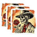 (3 Pack) Cowboy Skeleton Decals - Rose Flower - Laptop Decals - 3 Inches On Longest Side - Easy Peel & Apply - Made in USA - 3MCS4451