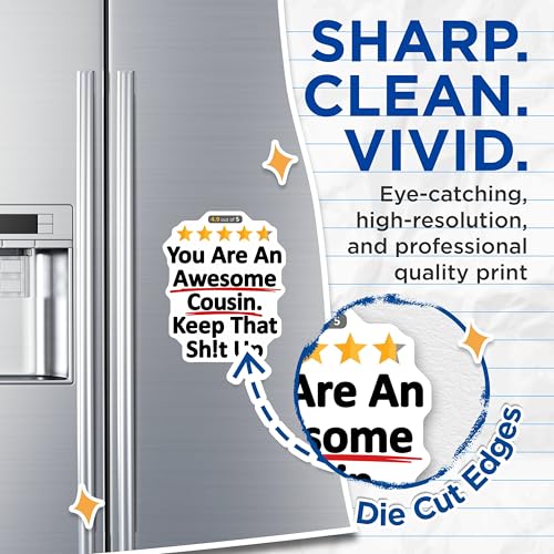 (2 Pack) Family Humor Magnet - Awesome Cousin Quote - 5" On Longest Side - Sticks to Smooth Flat Surfaces - Made in USA - MAG9344