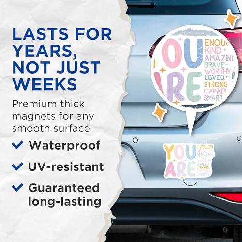 (2 Pack) Motivational Quote Magnets - Positive Affirmation Magnets - Inspirational Words Magnets - 5" On Longest Side - for Cars, Refrigerators, Toolboxes, Lockers - Made in USA BMCS3085