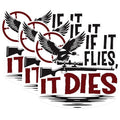 (3 Pack) Hunting Decals - Duck Hunting - If It Flies It Dies Decals - 3 Inches On Longest Side - Easy Peel & Apply - Made in USA - 3MCS1078