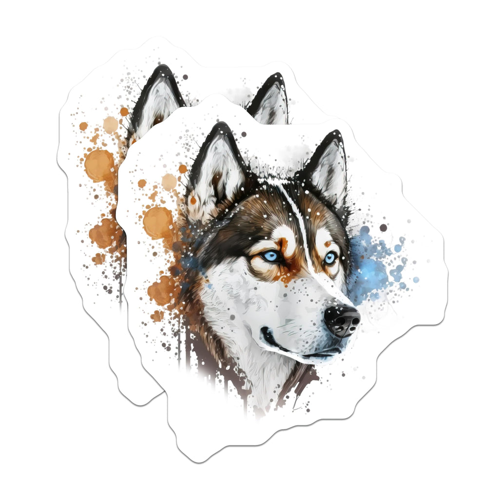 (2 Pack) Siberian Husky Magnets - Majestic Dog Breed Art - Watercolor Pet Lover Decor - Blue Eyes - 5 Inches On Longest Side - Thick Durable Magnet - Made in USA - MAG28763
