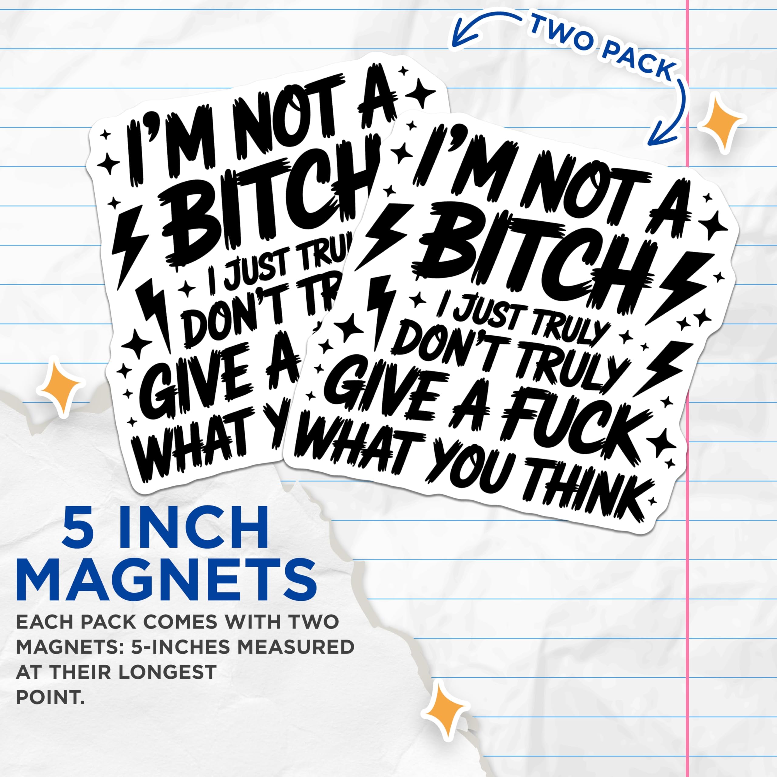 (2 Pack) Sarcastic Quote Magnets - Rude Phrase - Statement Magnets - 5" On Longest Side - Premium Magnet - for Cars, Refrigerators, Toolboxes, Lockers - Made in USA - MAG14114