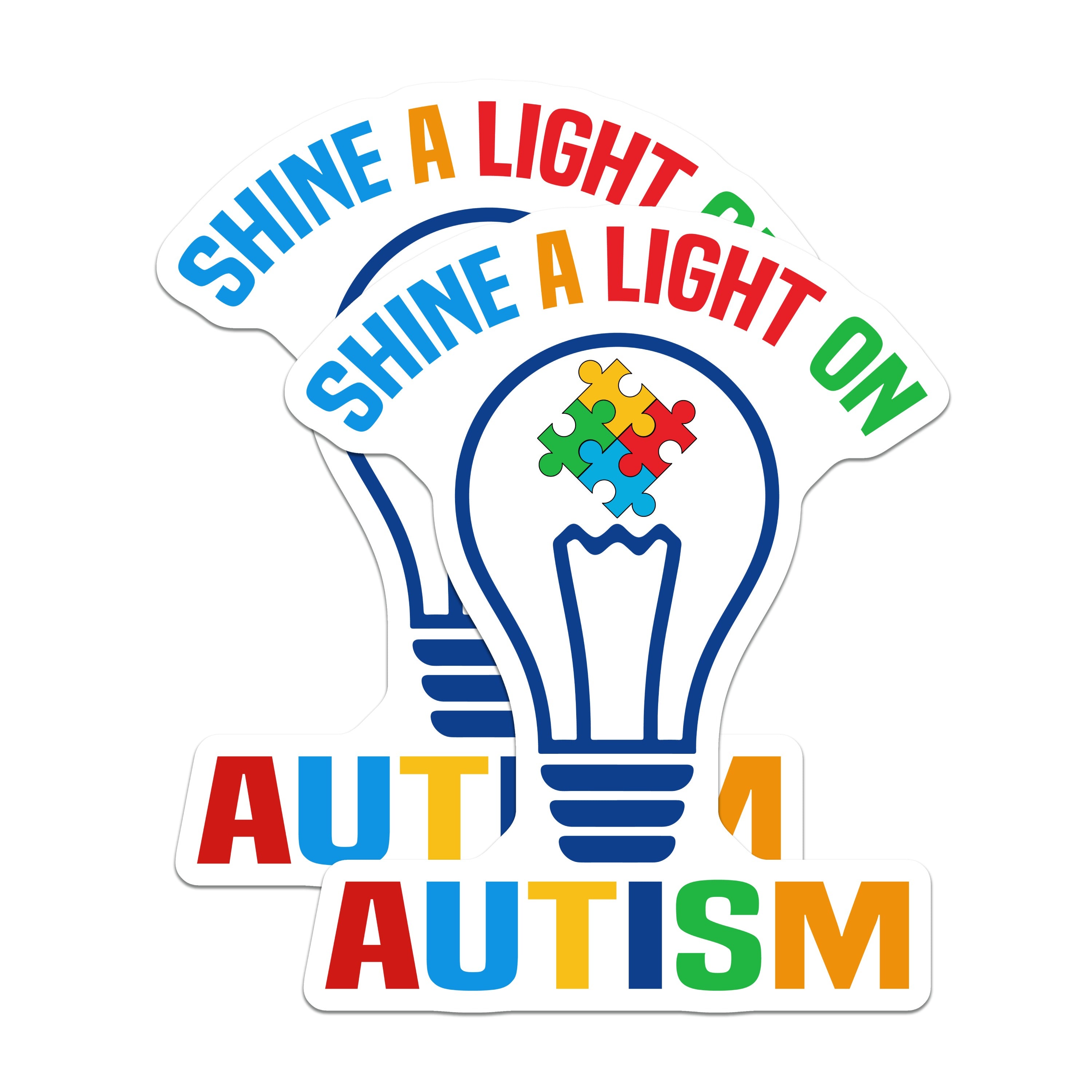(2 Pack) Autism Awareness Magnets - Puzzle Piece Light Bulb Support - Neurodiversity Advocacy Refrigerator Decor - 5 Inches On Longest Side - Thick Durable Magnet - Made in USA - MAG36078