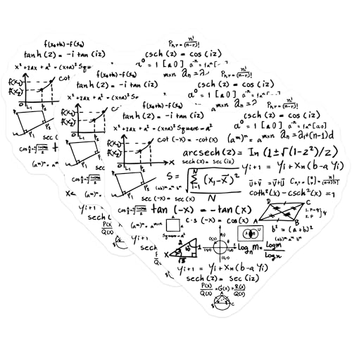 (3 Pack) Math Formula Decals - Heart Shape Equation Stickers - Science Lover Decal - 3 Inches On Longest Side - Easy Peel & Apply - Made in USA - 3MCS4522