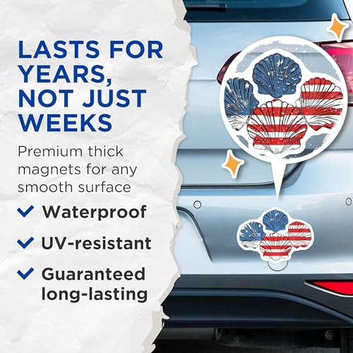 (2 Pack) American Flag Magnets Magnets - 5" On Longest Side - Made in USA - Sticks to Refrigerators & Metal Surfaces - MAG8970