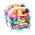 (2 Pack) California Stickers - Golden Gate Bridge Sticker - Beach and Palm Trees Decal - 5" On Longest Side - Sticks to Smooth Flat Surfaces - Made in USA - BMCS6644