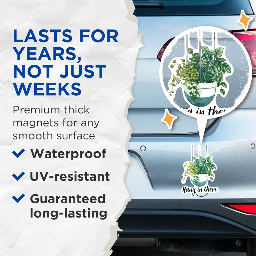 (2 Pack) Hang in There Plant Magnets - Plant Mama Gardener - Love to Garden - 5 Inches On Longest Side - Premium Magnet - for Cars, Refrigerators, Toolboxes - Made in USA - MAG2141