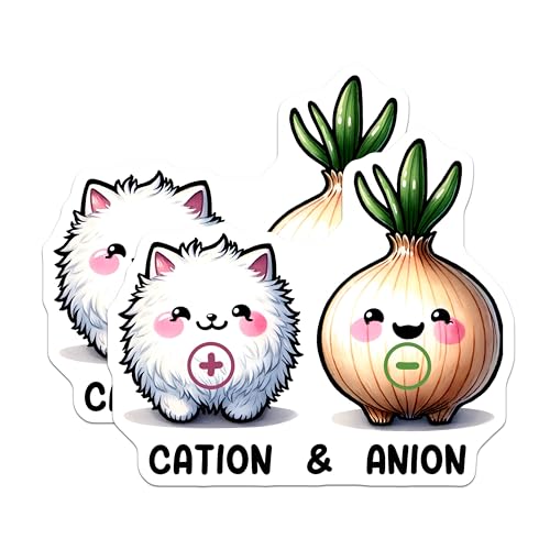 (2 Pack) Cation and Anion Magnets - Cute Chemistry Characters - Kawaii Science Classroom Decor - 5" On Longest Side - for Cars, Fridges, Toolboxes - Made in USA - MAG8031