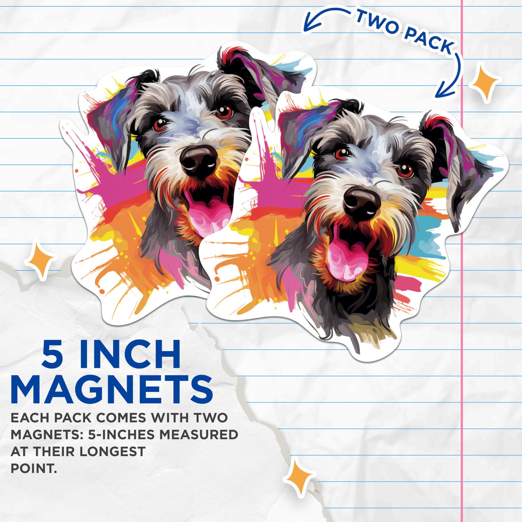 (2 Pack) Miniature Schnauzer Dog Breed Magnets - 5 Inches On Longest Side - Choose from Over 100 Dog Breeds - for Cars, Refrigerators, Toolboxes - Made in USA - MAG1903