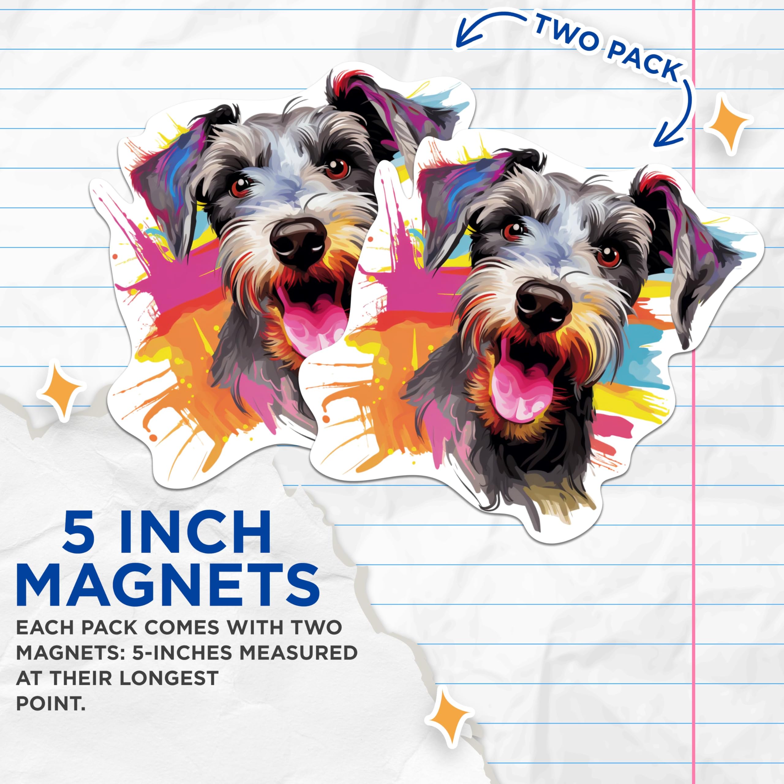 (2 Pack) Miniature Schnauzer Dog Breed Magnets - 5 Inches On Longest Side - Choose from Over 100 Dog Breeds - for Cars, Refrigerators, Toolboxes - Made in USA - MAG1903