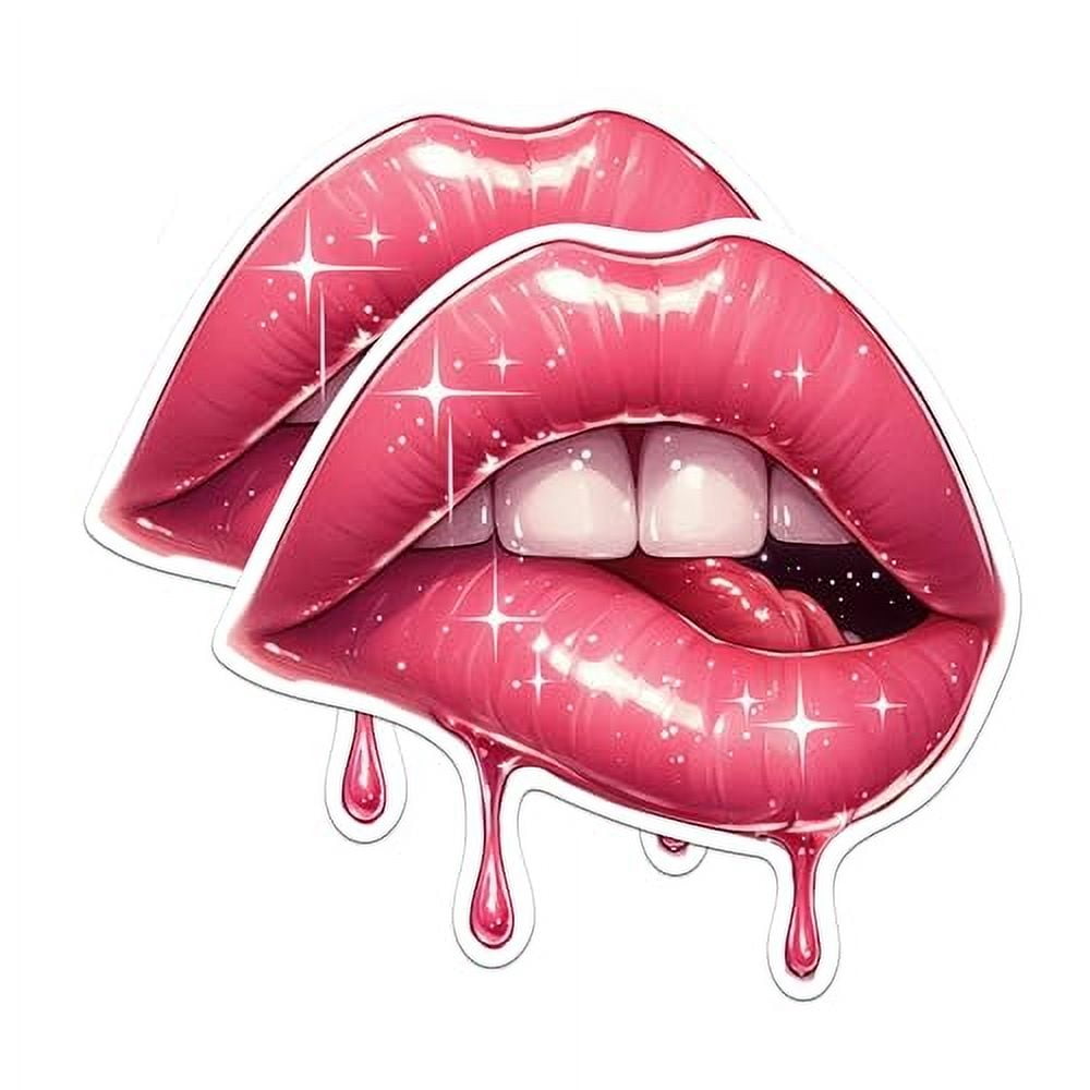 (2 Pack) Juicy Dripping Lips Magnets - Fiesty Dripping Lips - 5" On Longest Side - Premium Magnet - for Cars, Refrigerators, Toolboxes, Lockers - Made in USA - MAG1705