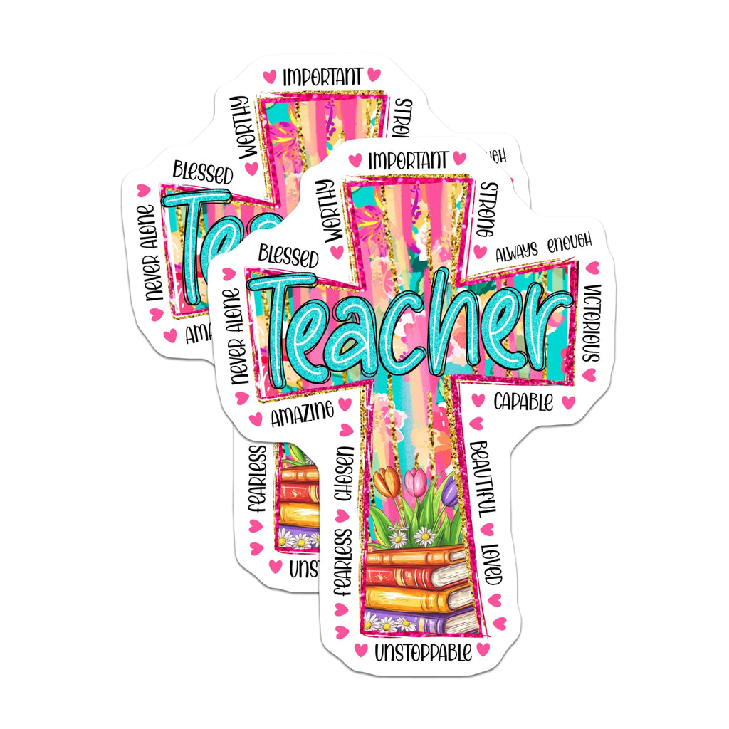 (2 Pack) Teacher Magnets - Inspirational Teacher Art - Blessed Educator Design - School Classroom Decor - 5 Inches On Longest Side - Thick Durable Magnet - Made in USA - MAG24914