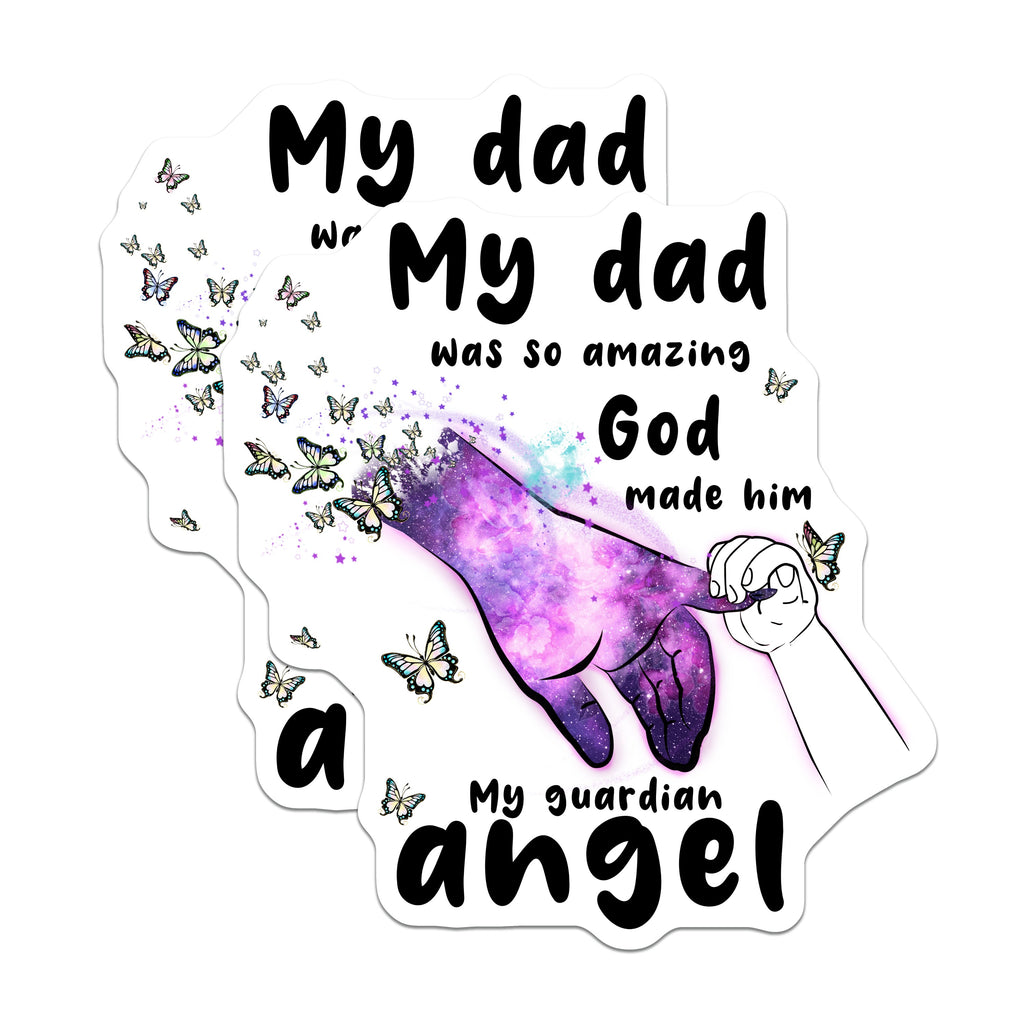 (2 Pack) Dad Guardian Angel Magnets - Father Memorial Tribute - Celestial Remembrance - in Loving Memory - 5 Inches On Longest Side - Thick Durable Magnet - Made in USA - MAG39405