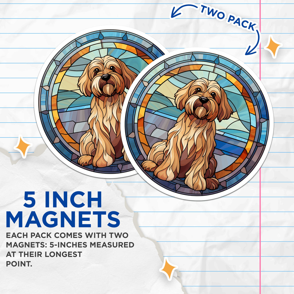 (2 Pack) Doodle Dog Stained Glass Magnets - Pet Lover Refrigerator Magnets - Dog Owner Home Decor Art - 5 Inches On Longest Side - Thick Durable Magnet - Made in USA - MAG38503