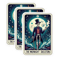 (3 Pack) Midnight Skeleton Decals - Tarot Card Art - Halloween Decorations - 3 Inches On Longest Side - Easy Peel & Apply - Made in USA - 3MCS4221