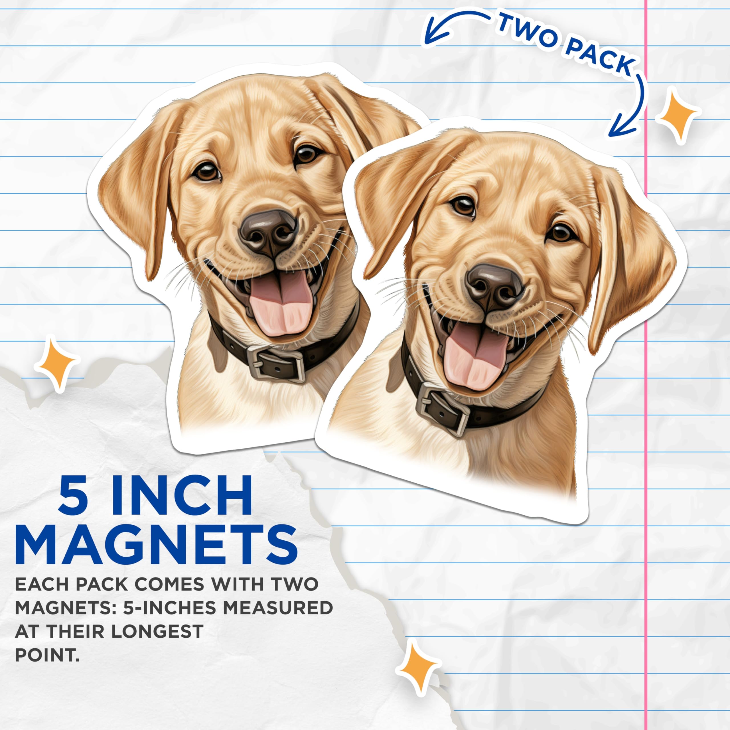 (2 Pack) Golden Retriever Puppy Magnets - Cute Dog Lover Magnets - Pet Owner Animal Fridge Magnets - 5 Inches On Longest Side - Thick Durable Magnet - Made in USA - MAG30815