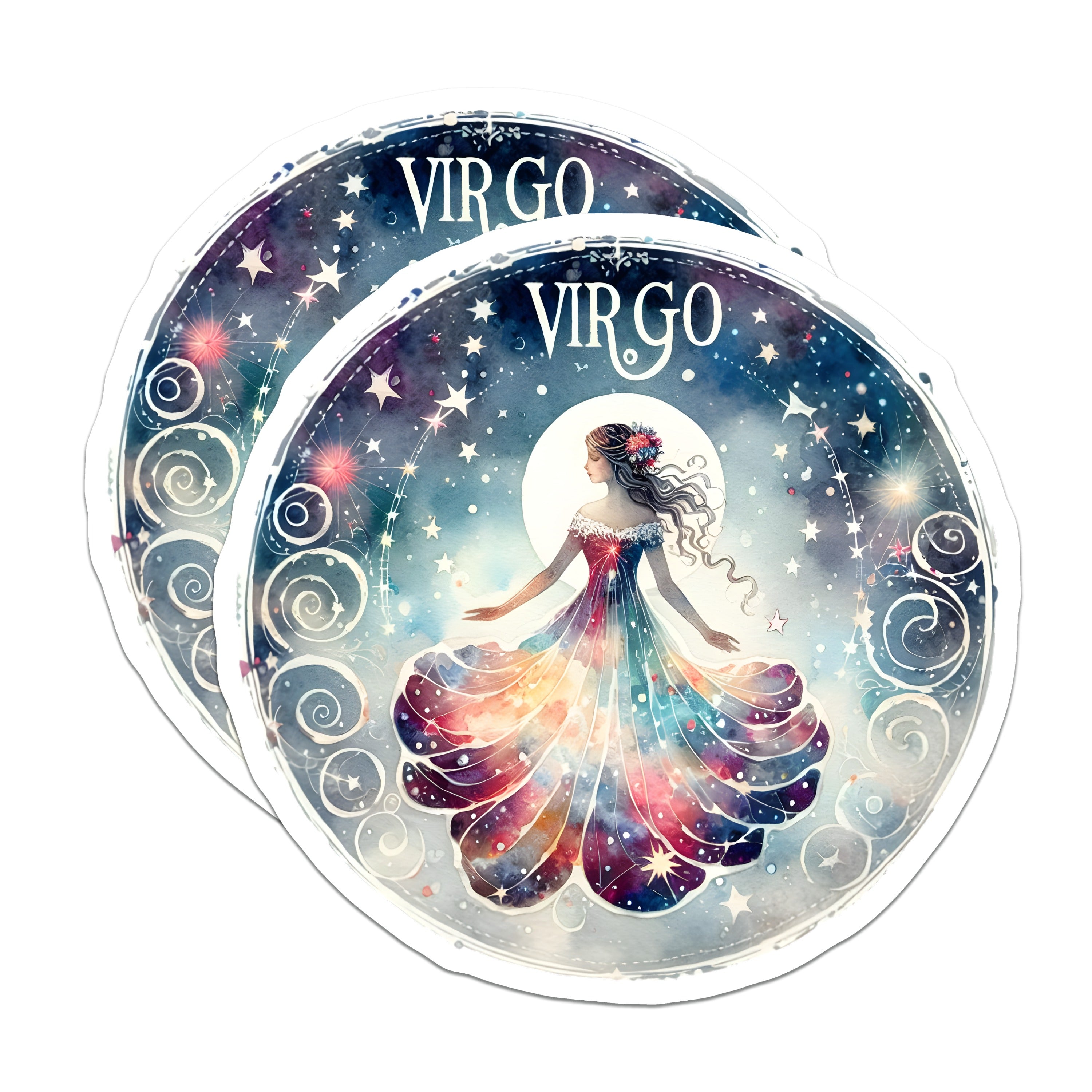 (2 Pack) Virgo Zodiac Magnets - Astrology Sign Decor - Cosmic Celestial Art - 5 Inches On Longest Side - Thick Durable Magnet - Made in USA - MAG38708