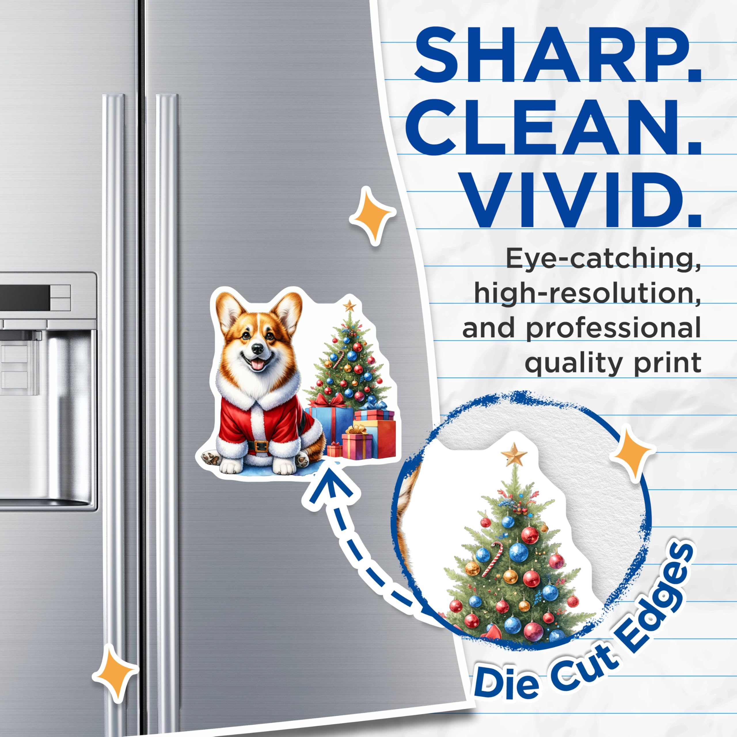 (2 Pack) Santa Corgi Magnets - Christmas Dog Decor - Holiday Refrigerator Art for Corgi Owners - 5 Inches On Longest Side - Thick Durable Magnet - Made in USA - MAG30684