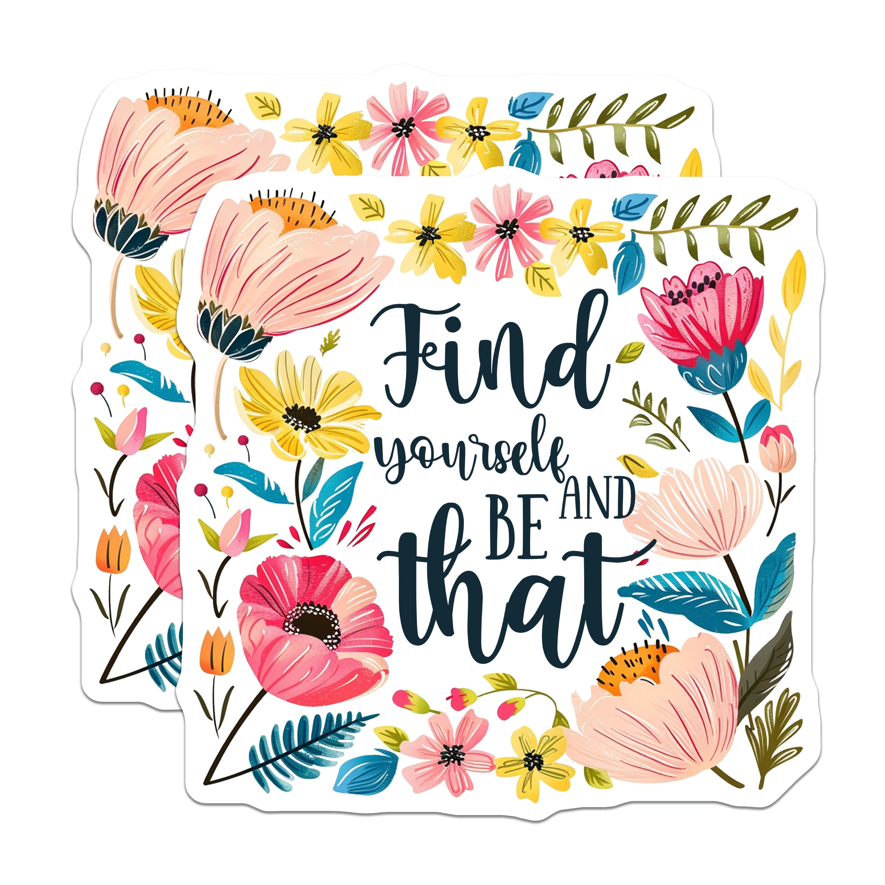 (2 Pack) Inspirational Magnets - Find Yourself Be that - Botanical Quote Fridge Decor - 5 Inches On Longest Side - Thick Durable Magnet - Made in USA - MAG38796