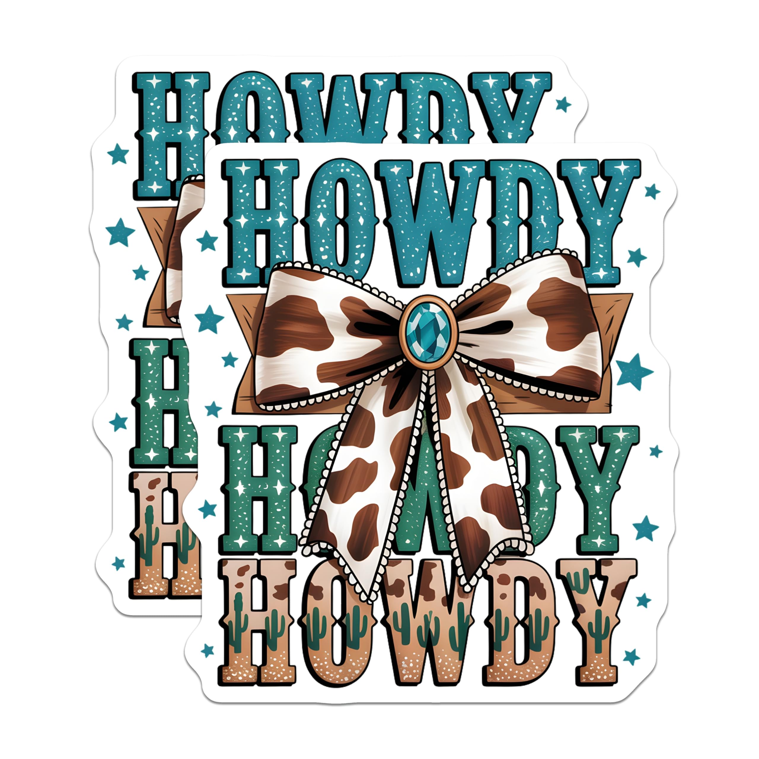 (2 Pack) Howdy Magnets - Cow Print Western Bow Decor - Country Aesthetic Home Refrigerator Accents - Southern Style Vibes - 5 Inches On Longest Side - Thick Durable Magnet - Made in USA - MAG21532