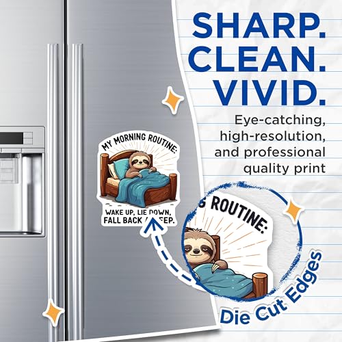 (2 Pack) My Morning Routine Magnets - Sloth Wake Up Lie Down - Funny Animal Bedroom - 5" On Longest Side - for Cars, Fridges, Toolboxes - Made in USA - MAG4148