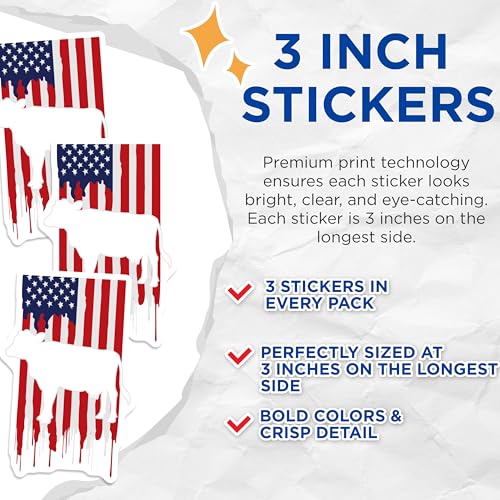 (3 Pack) Cow Decals - American Flag Cow - Patriotic Laptop Decal - 3 Inches On Longest Side - Easy Peel & Apply - Made in USA - 3MCS4580