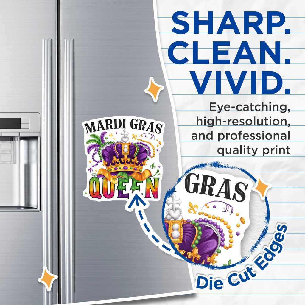(2 Pack) Mardi Gras Queen Magnets - Purple Crown Decorations - Carnival Magnets - 5" On Longest Side - Premium Magnet - for Cars, Refrigerators, Toolboxes, Lockers - Made in USA - MAG15768
