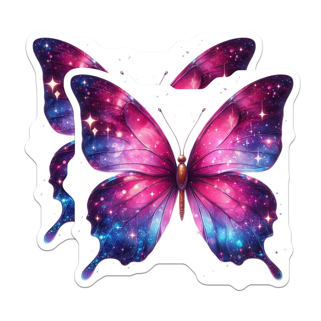 (2 Pack) Galaxy Butterfly Magnets - Celestial Space Decor - Aesthetic Fridge Locker Art - 5 Inches On Longest Side - Thick Durable Magnet - Made in USA - MAG38850