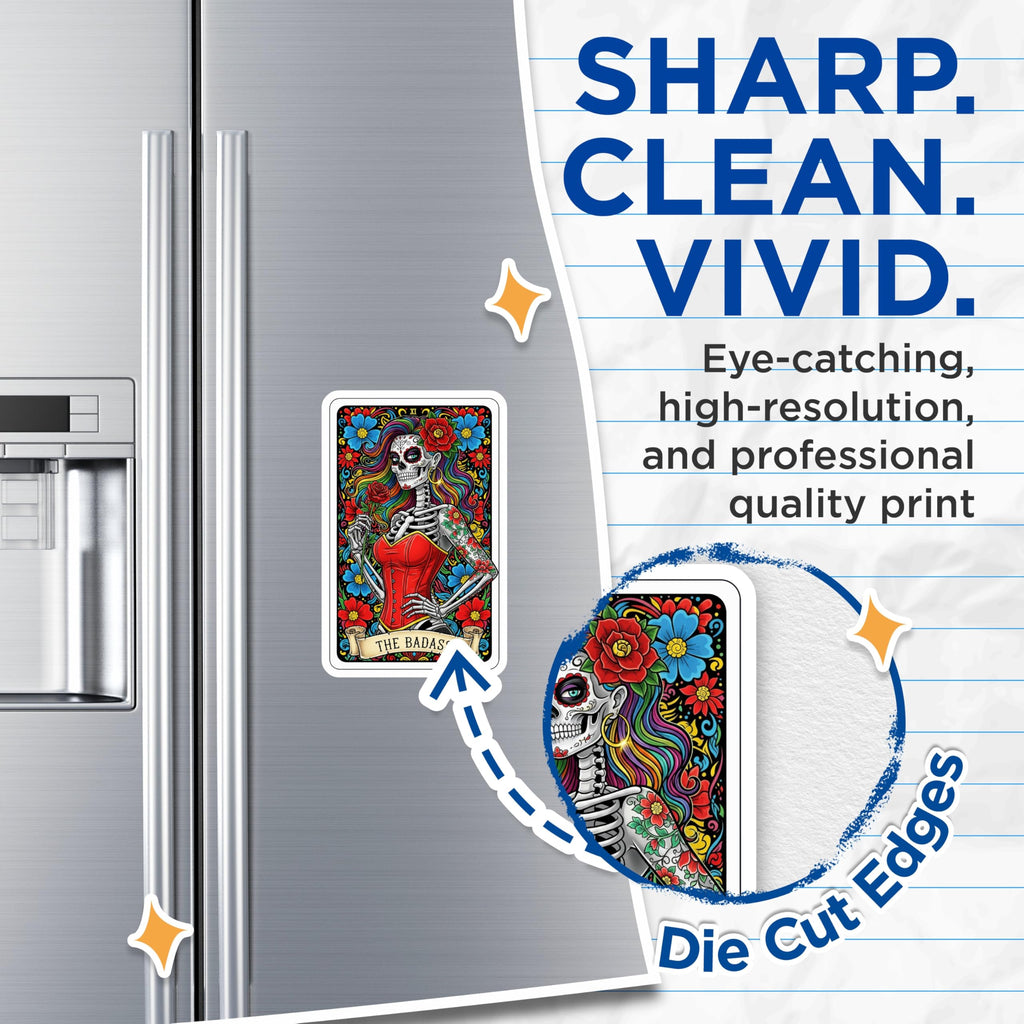 (2 Pack) Sugar Skull Magnets - Calavera Design - Day of The Dead Home Decor - 5" On Longest Side - Premium Magnet - for Cars, Refrigerators, Toolboxes, Lockers - Made in USA - MAG15246