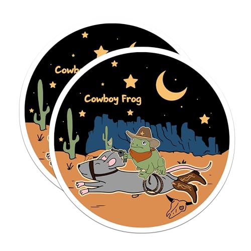 (2 Pack) Cowboy Frog Stickers - Cute Animal - Western Theme Sticker - 5" On Longest Side - Sticks to Smooth Flat Surfaces - Made in USA - BMCS6515