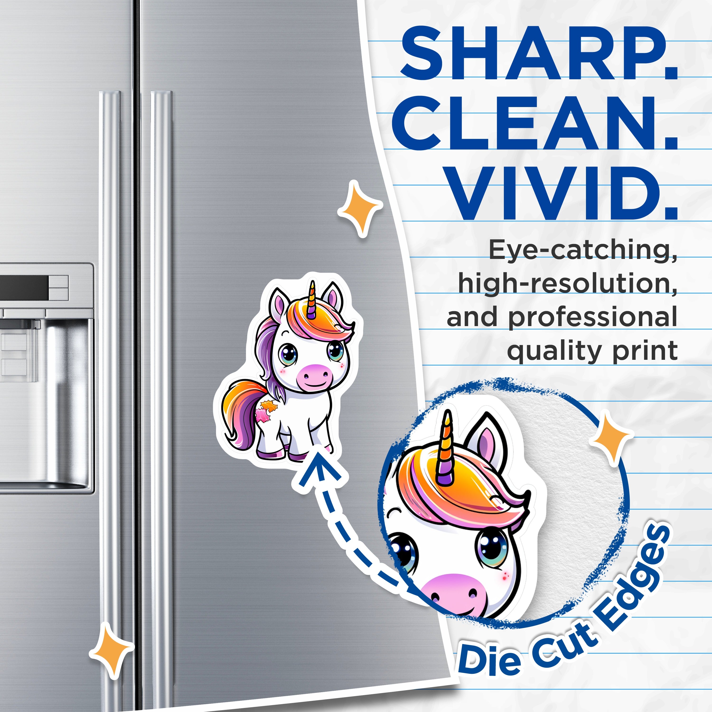 (2 Pack) Cute Unicorn Magnets - Kawaii Rainbow Fantasy Decor - Kids Room Locker Fridge Accessory - 5 Inches On Longest Side - Thick Durable Magnet - Made in USA - MAG39735
