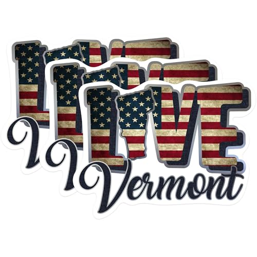 (3 Pack) Vermont Decals - Love Vermont - USA Flag State Decal - 3 Inches On Longest Side - Easy Peel & Apply - Made in USA - 3MCS0336