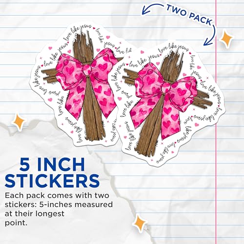(2 Pack) Love Like Jesus Stickers - Cross Stickers - Christian Inspirational Stickers - 5" On Longest Side - Sticks to Any Smooth Flat Surface - Made in USA - BMCS3522