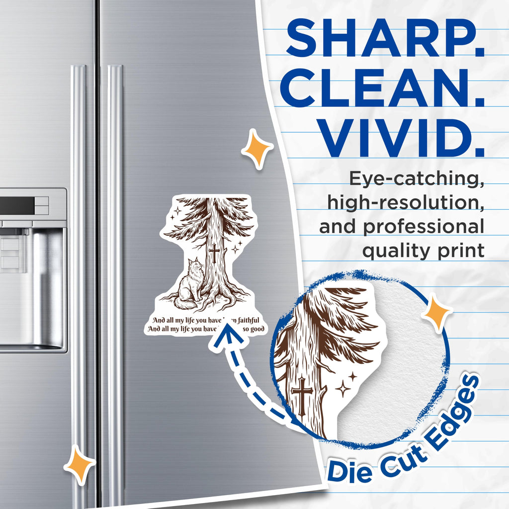 (2 Pack) Faithful Life Magnets - Cat and Tree - Christian Decor Fridge Magnets - 5" On Longest Side - Premium Magnet - for Cars, Refrigerators, Toolboxes, Lockers - Made in USA - MAG15498