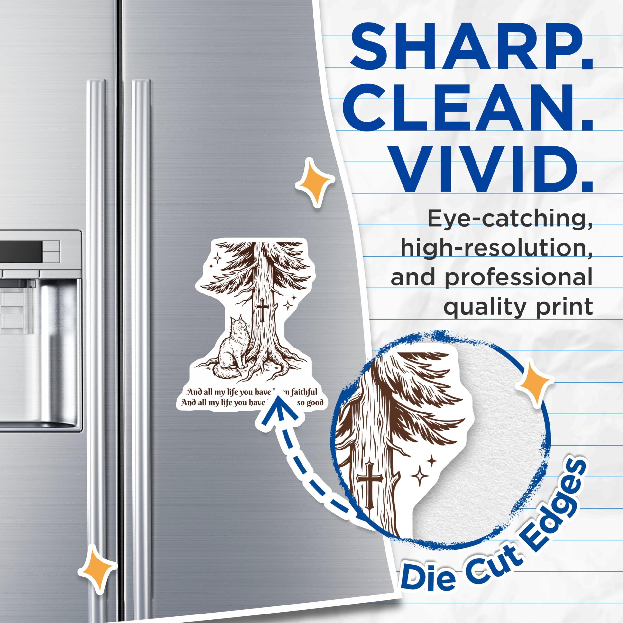(2 Pack) Faithful Life Magnets - Cat and Tree - Christian Decor Fridge Magnets - 5" On Longest Side - Premium Magnet - for Cars, Refrigerators, Toolboxes, Lockers - Made in USA - MAG15498
