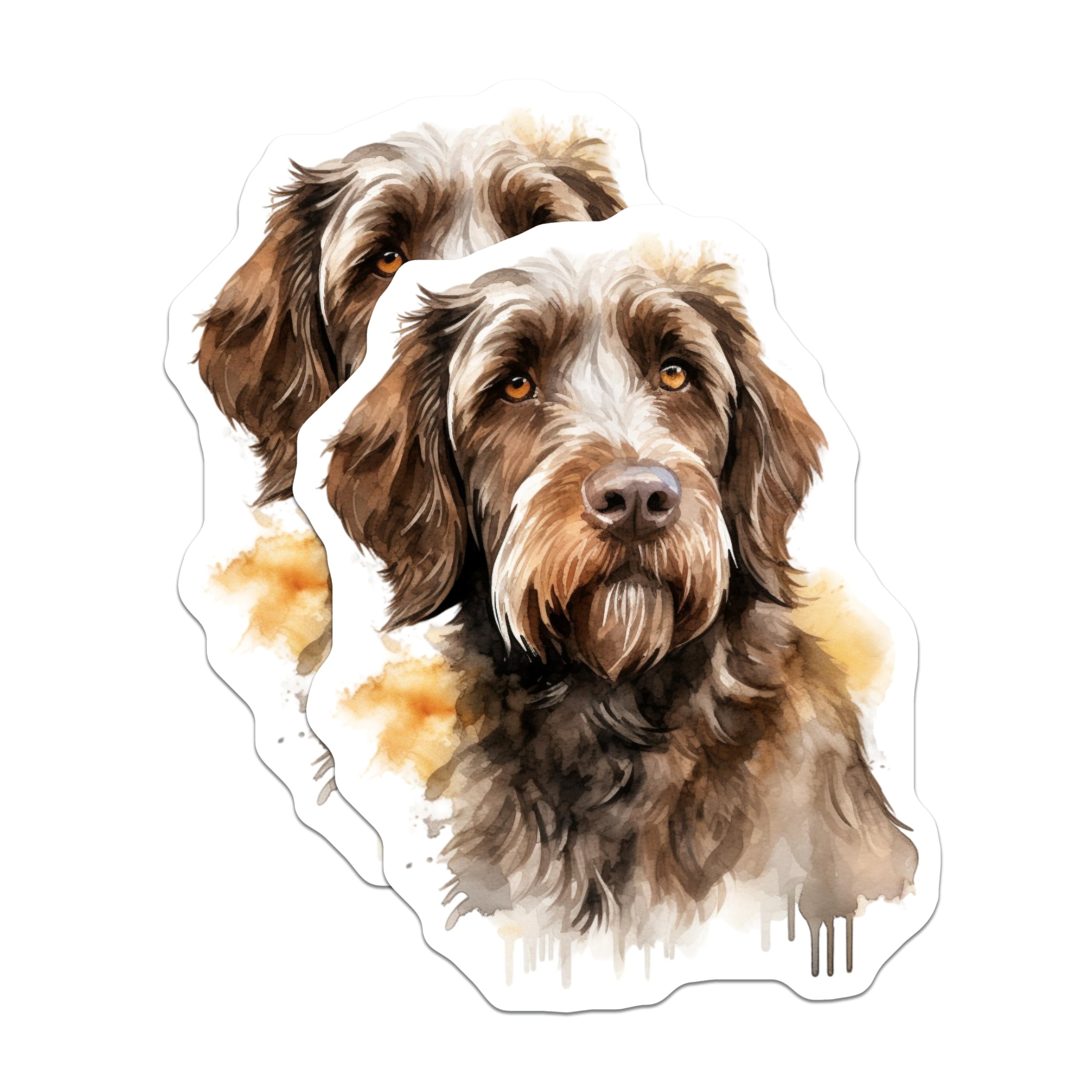 (2 Pack) Wire Haired Dog Magnets - Rustic Watercolor Dog Art - Scruffy Pet Lover Refrigerator Locker Display - 5 Inches On Longest Side - Thick Durable Magnet - Made in USA - MAG30021