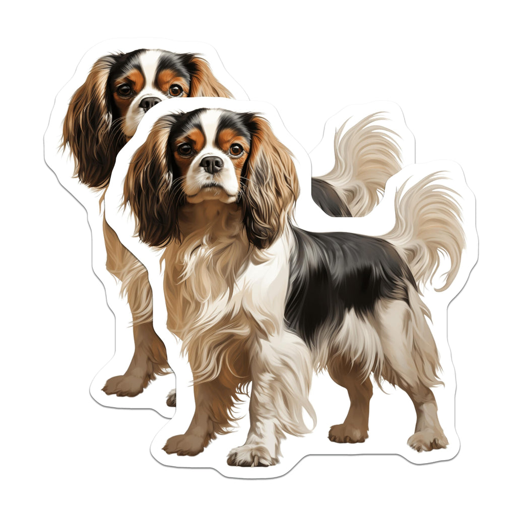 (2 Pack) Cavalier King Charles Spaniel Magnets - Tri-Color Dog Lover - Pet Memorial Keepsake for Dog Mom - 5 Inches On Longest Side - Thick Durable Magnet - Made in USA - MAG26610