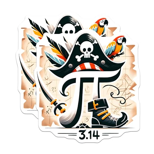 (2 Pack) Pirate Pi Magnets - Educational Decor - 5" On Longest Side - for Cars, Fridges, Toolboxes - Made in USA - MAG8172