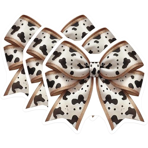 (3 Pack) Cow Print Bow Decals - Laptop Decal - Cute Bow Sticker- 3 Inches On Longest Side - Easy Peel & Apply - Made in USA - 3MCS5750