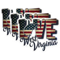 (3 Pack) West Virginia Decals - WV Love - USA Flag State Pride - 3 Inches On Longest Side - Easy Peel & Apply - Made in USA - 3MCS0339