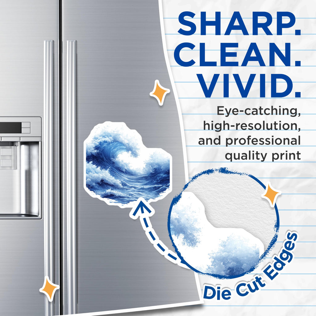 (2 Pack) Big Ocean Wave Magnets - Crashing Sea Water Decor - Nautical Coastal Kitchen Refrigerator Accents - 5 Inches On Longest Side - Thick Durable Magnet - Made in USA - MAG27282